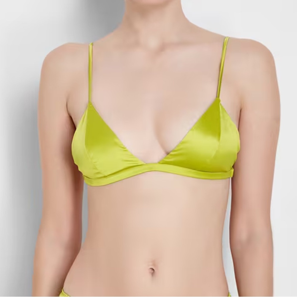 Fleur du Mal luxe triangle Bralette in lime green NWT